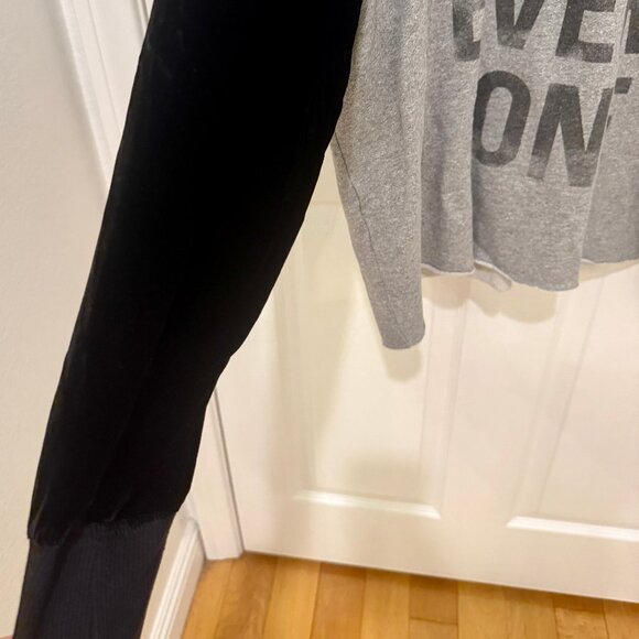 CINQ A SEPT I LOVE EVERYONE VELOUR SLEEVES SWEATSHIRT GRAY AND BLACK M - Picture 4 of 6